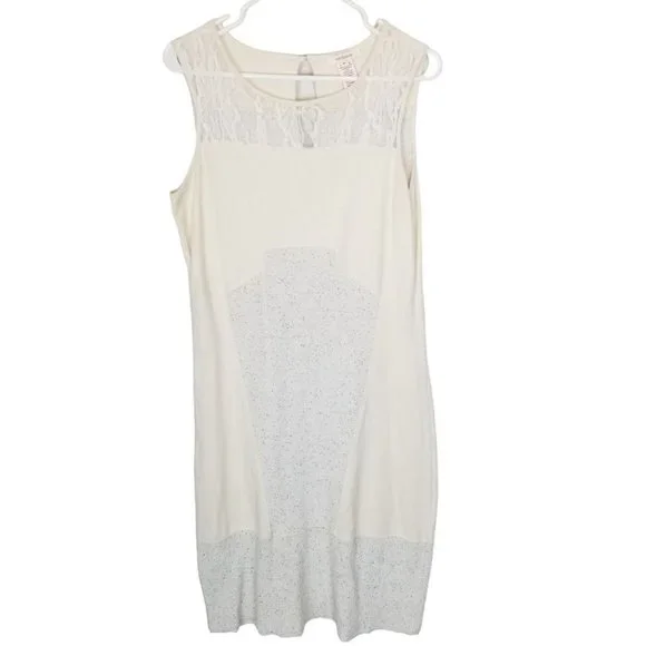 Sundance Womens M Ivory French Terry Knit Lace Sle - Picture 2 of 9